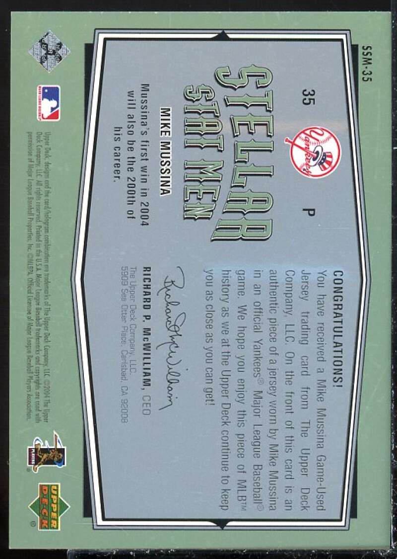 Mike Mussina Card 2004 Upper Deck Vintage Stellar Stat Men Jerseys #35  Image 2
