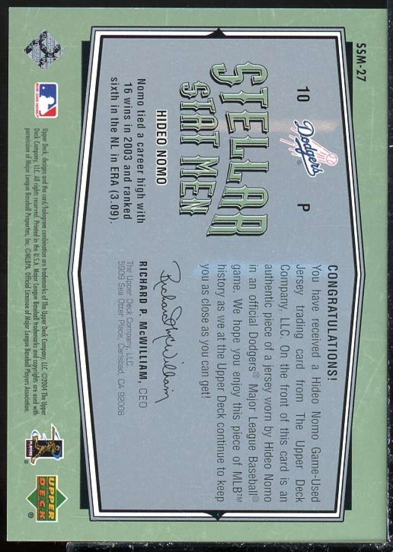 Hideo Nomo Card 2004 Upper Deck Vintage Stellar Stat Men Jerseys #27  Image 2