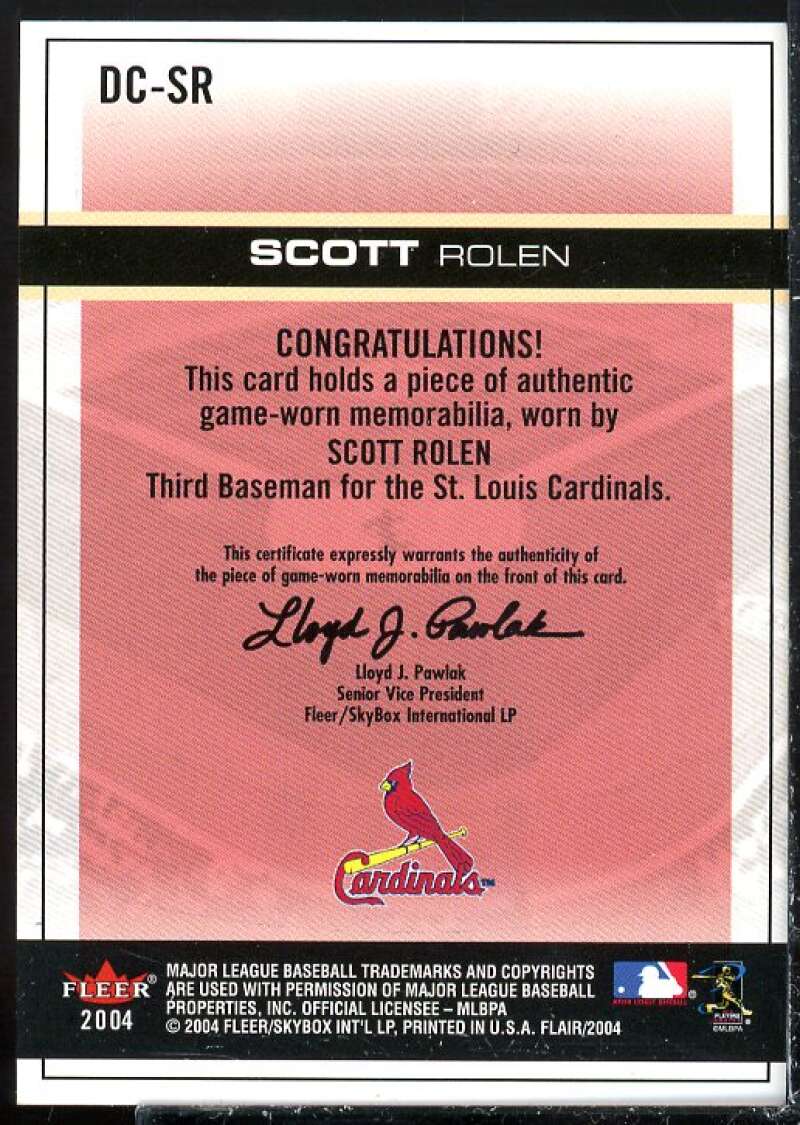 Scott Rolen Card 2004 Flair Diamond Cuts Game Used Green #SR  Image 2