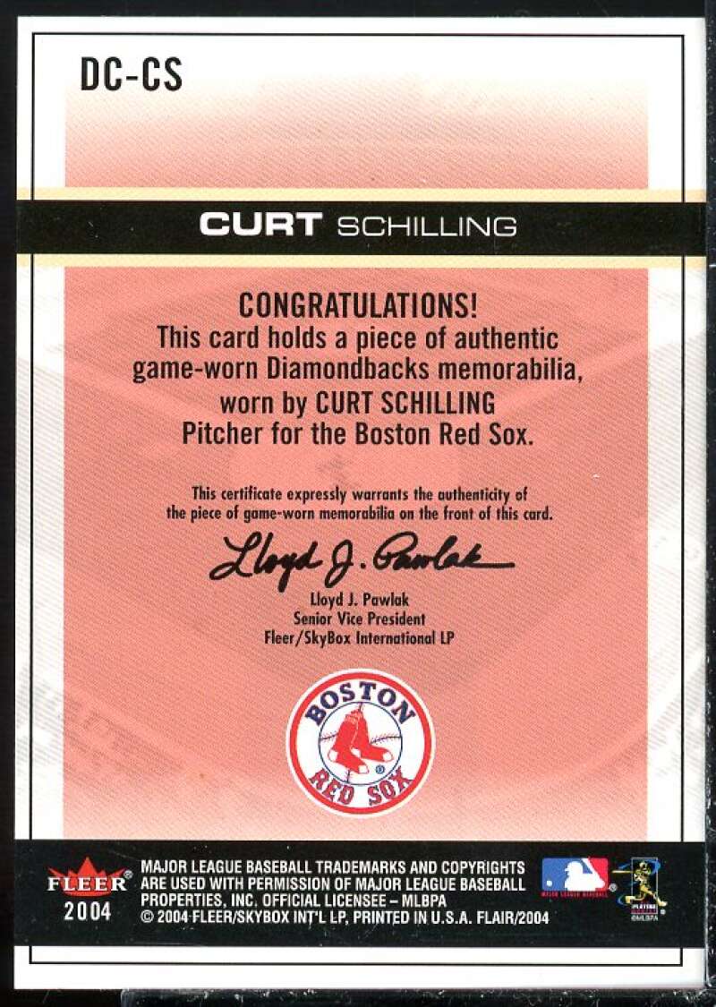 Curt Schilling Card 2004 Flair Diamond Cuts Game Used Green #CS  Image 2