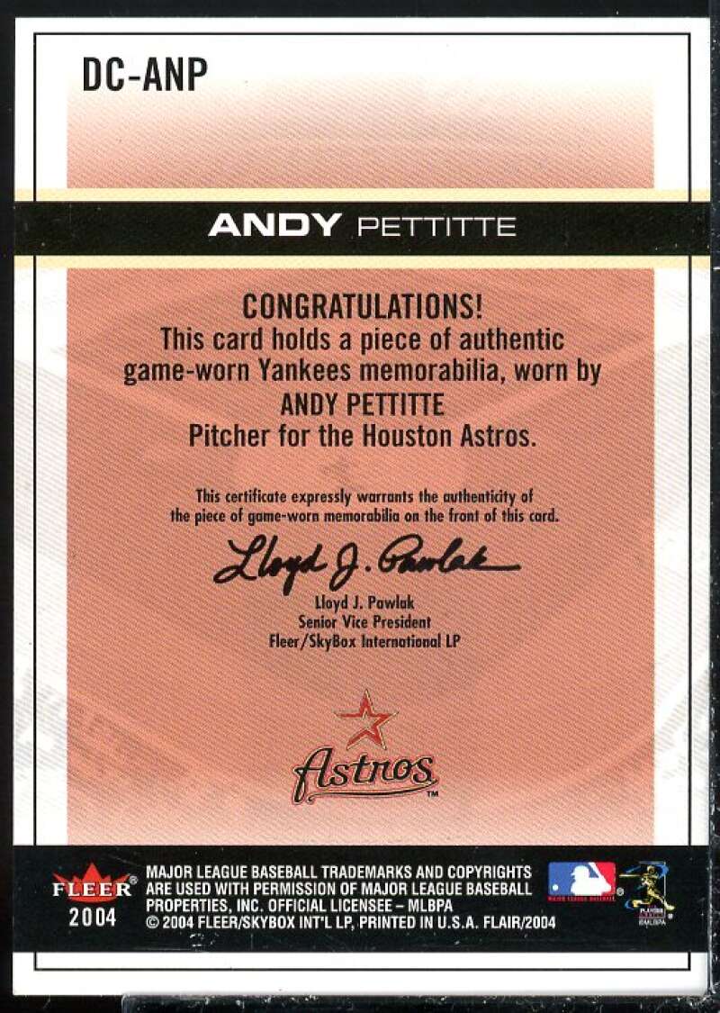 Andy Pettitte Card 2004 Flair Diamond Cuts Game Used Green #ANP  Image 2