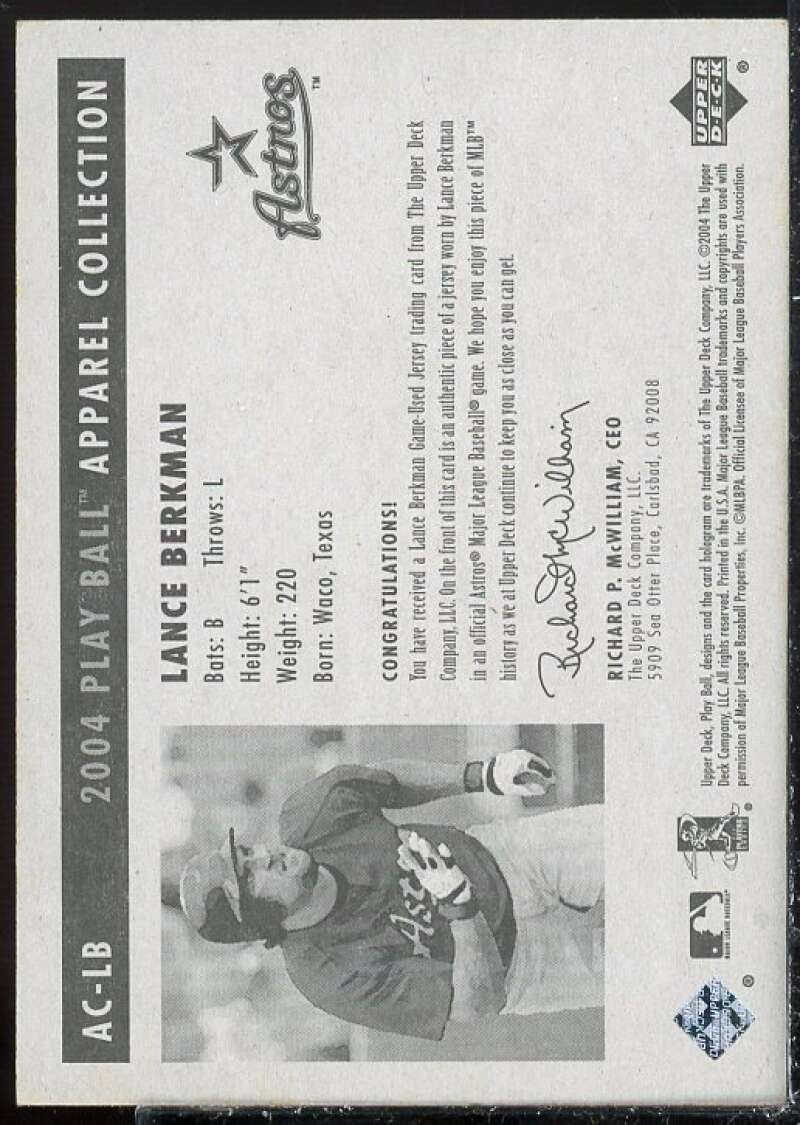 Lance Berkman Card 2004 Upper Deck Play Ball Apparel Collection #LB  Image 2