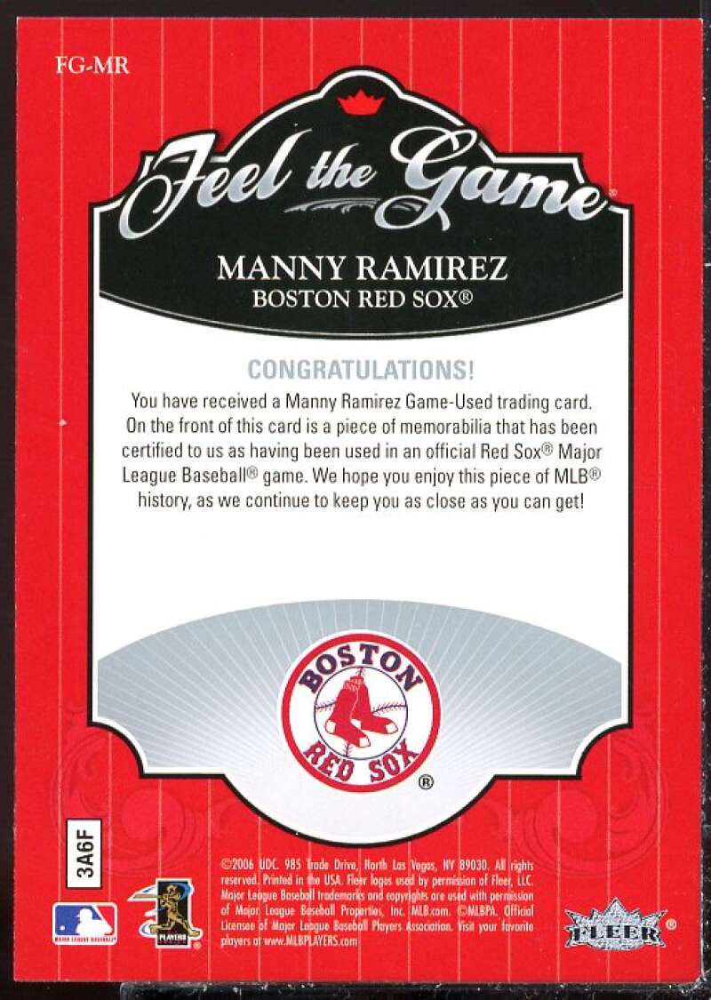 Manny Ramirez Jsy Card 2006 Ultra Feel the Game #MR  Image 2