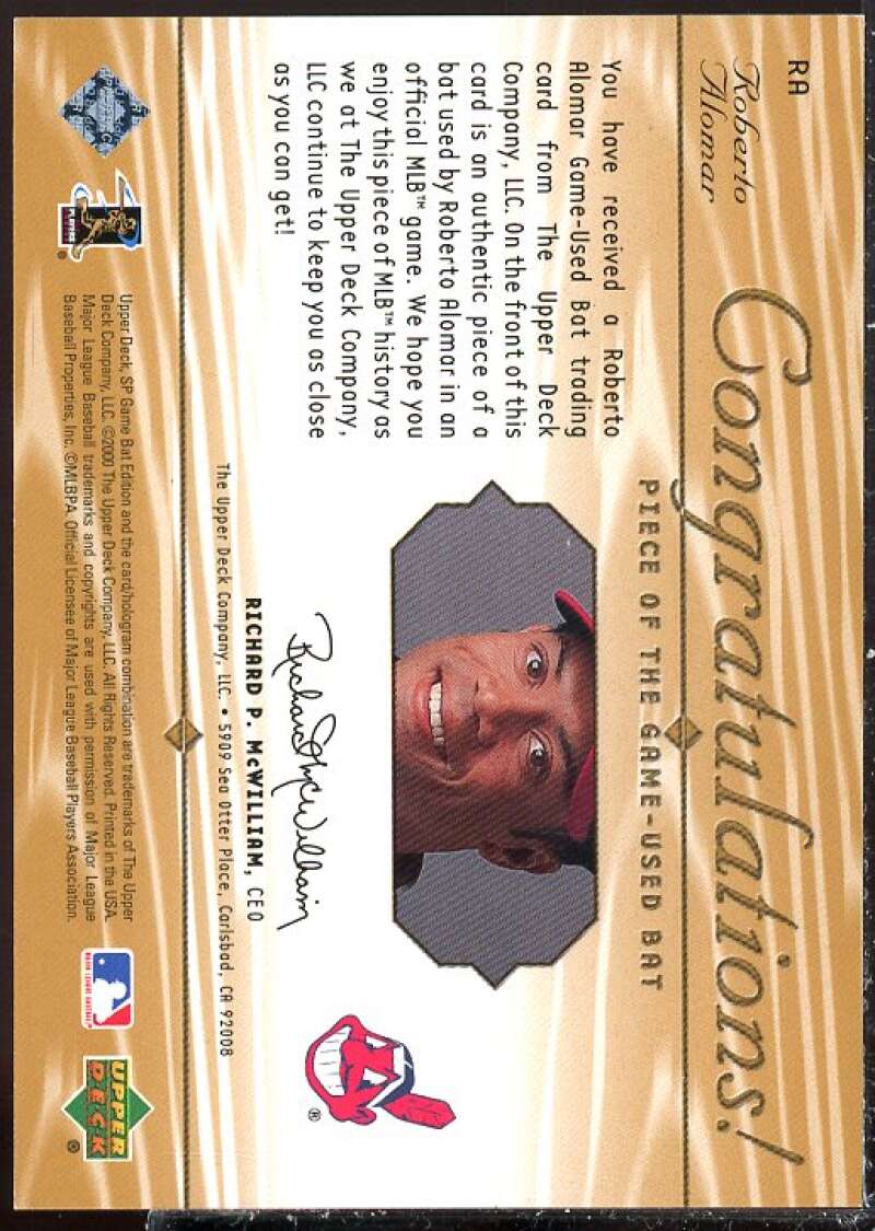 Roberto Alomar Card 2001 SP Game Bat Edition Piece of the Game #RA  Image 2