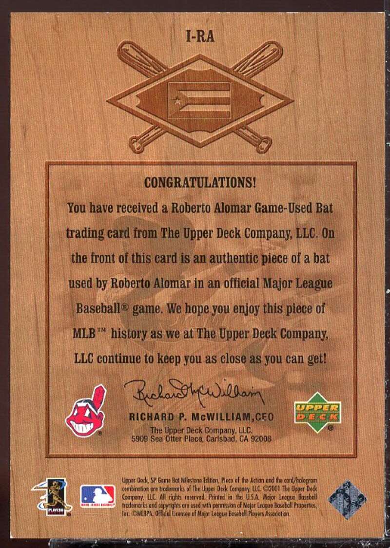 Roberto Alomar 2001 SP Game Bat Milestone Piece of Action International #IRA  Image 2