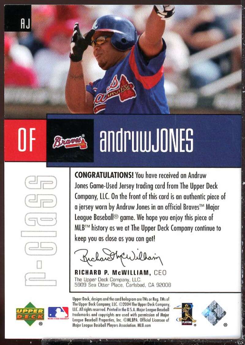 Andruw Jones Card 2004 Upper Deck r-class Jersey #AJ  Image 2