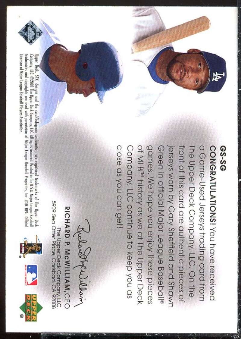 Gary Sheffield/Shawn Green Card 2001 SPx Winning Materials Update Duos #GSSG  Image 2