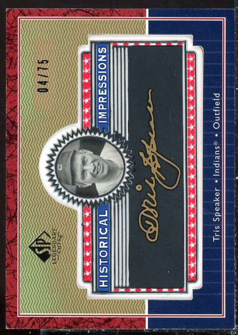 Tris Speaker Card 2003 SP Legendary Cuts Historical Impressions Gold 75 #TS  Image 1