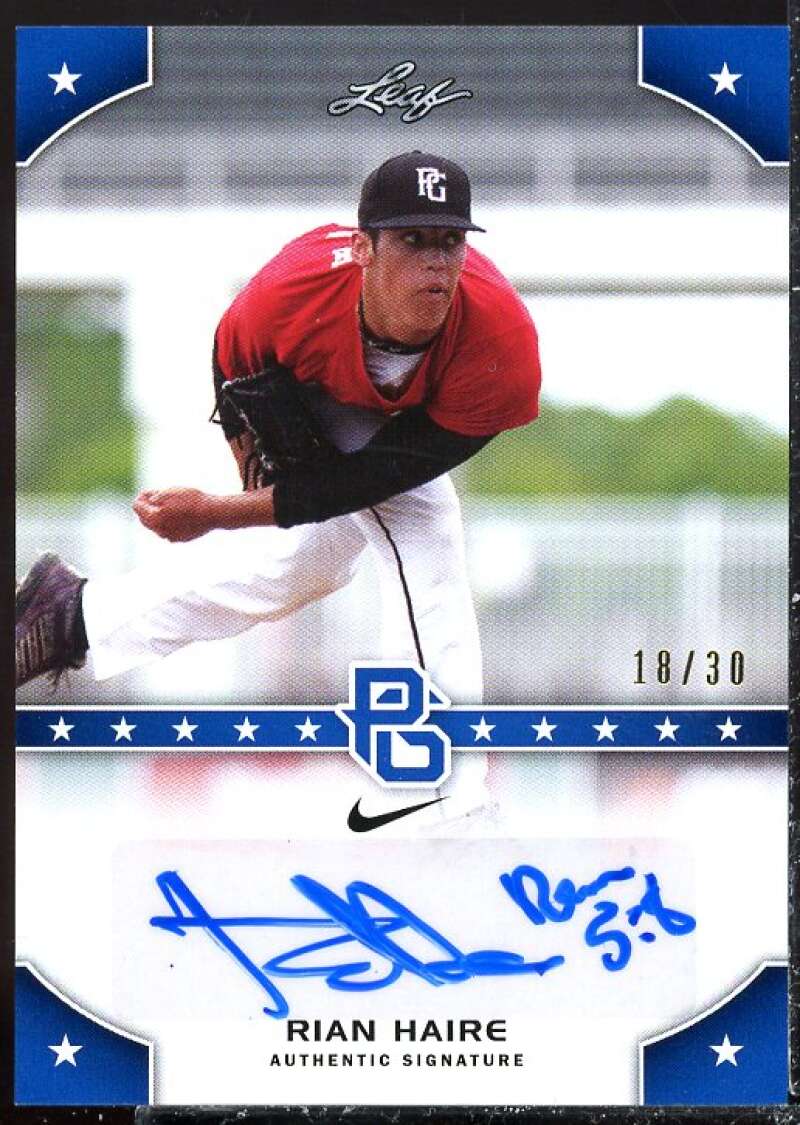 Rian Haire Card 2015 Leaf Perfect Game Autographs Blue #PGRH1  Image 1