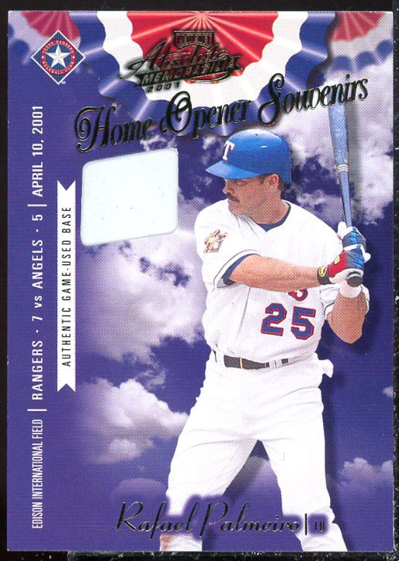 Rafael Palmeiro Card 2001 Absolute Memorabilia Home Opener Souvenirs #OD37  Image 1