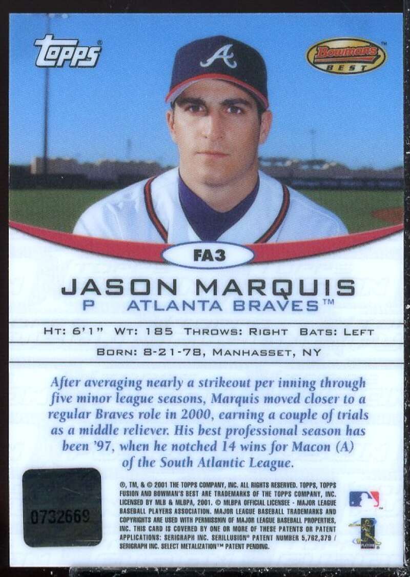 Jason Marquis Card 2001 Topps Fusion Autographs #FA3  Image 2