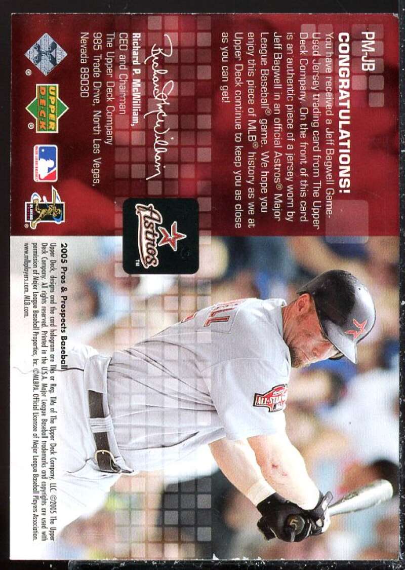 Jeff Bagwell Card 2005 Upper Deck Pros and Prospects Pro Material #JB  Image 2