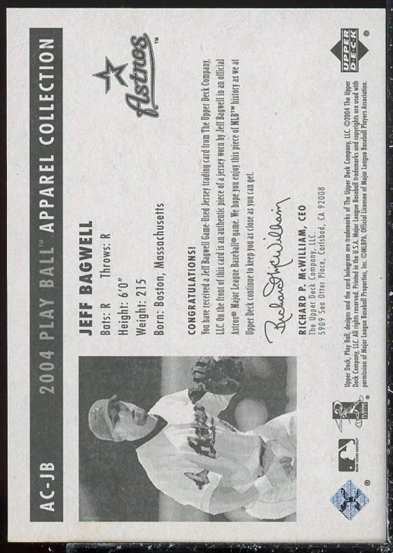 Jeff Bagwell Card 2004 Upper Deck Play Ball Apparel Collection #JB  Image 2