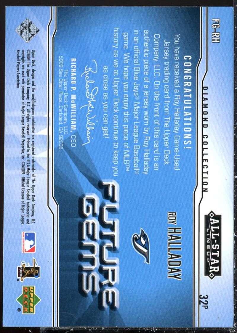 Roy Halladay Card 2004 UD Diamond All-Star Future Gems Jersey #RH  Image 2