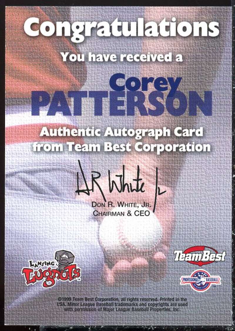 Corey Patterson Card 1999 Team Best Autographs #47  Image 2
