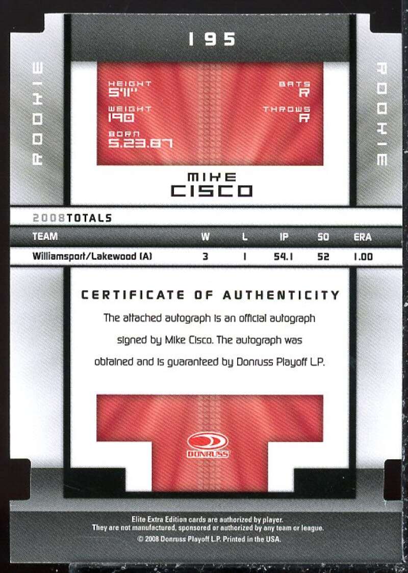 Mike Cisco Card 2008 Donruss Elite Extra Edition Signature Aspirations #195  Image 2