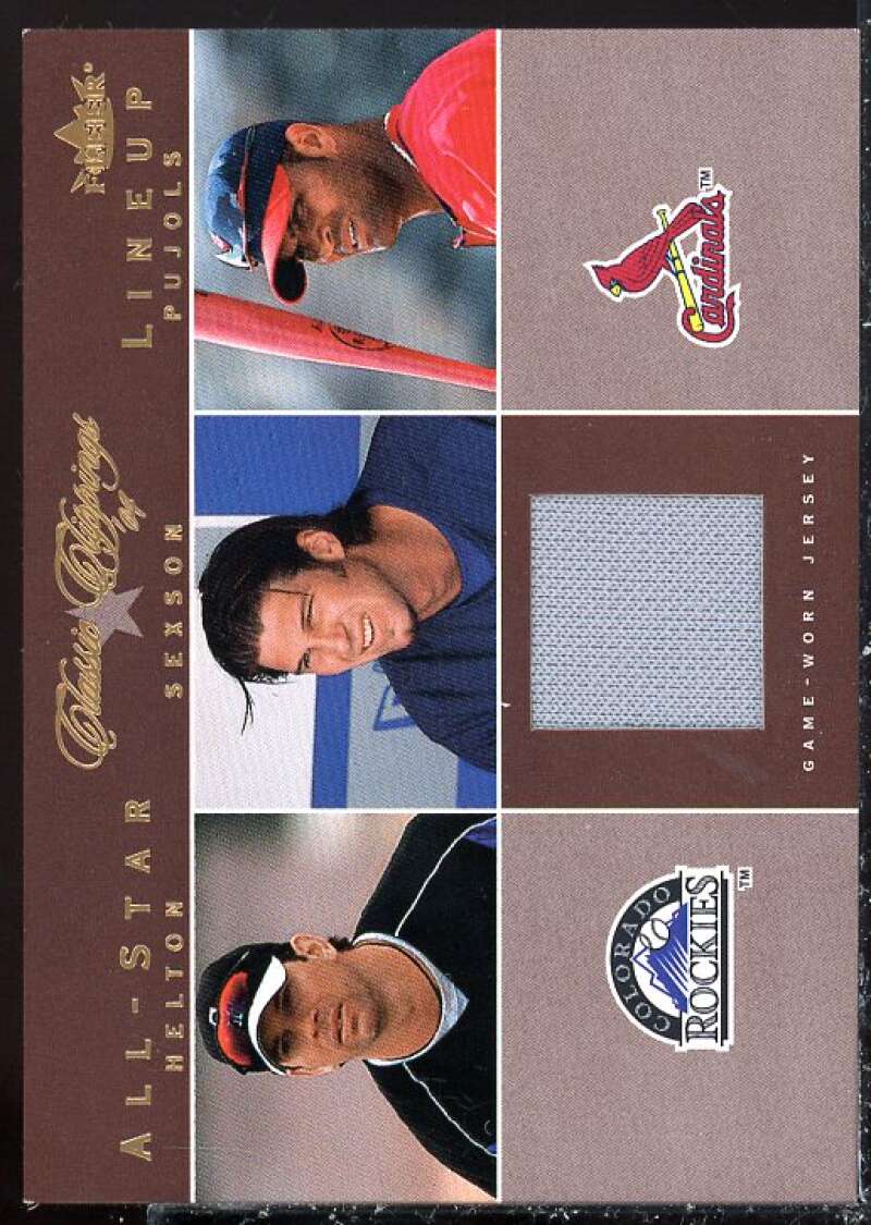 R.Sexson w/Helton-Pujols Card 2004 Classic Clippings All-Star Lineup Swatch #RS  Image 1