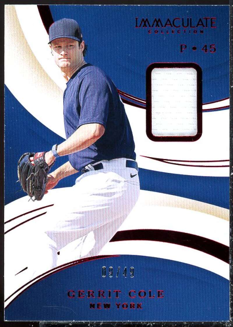 Gerrit Cole JSY Card 2020 Immaculate Collection Red #94  Image 1
