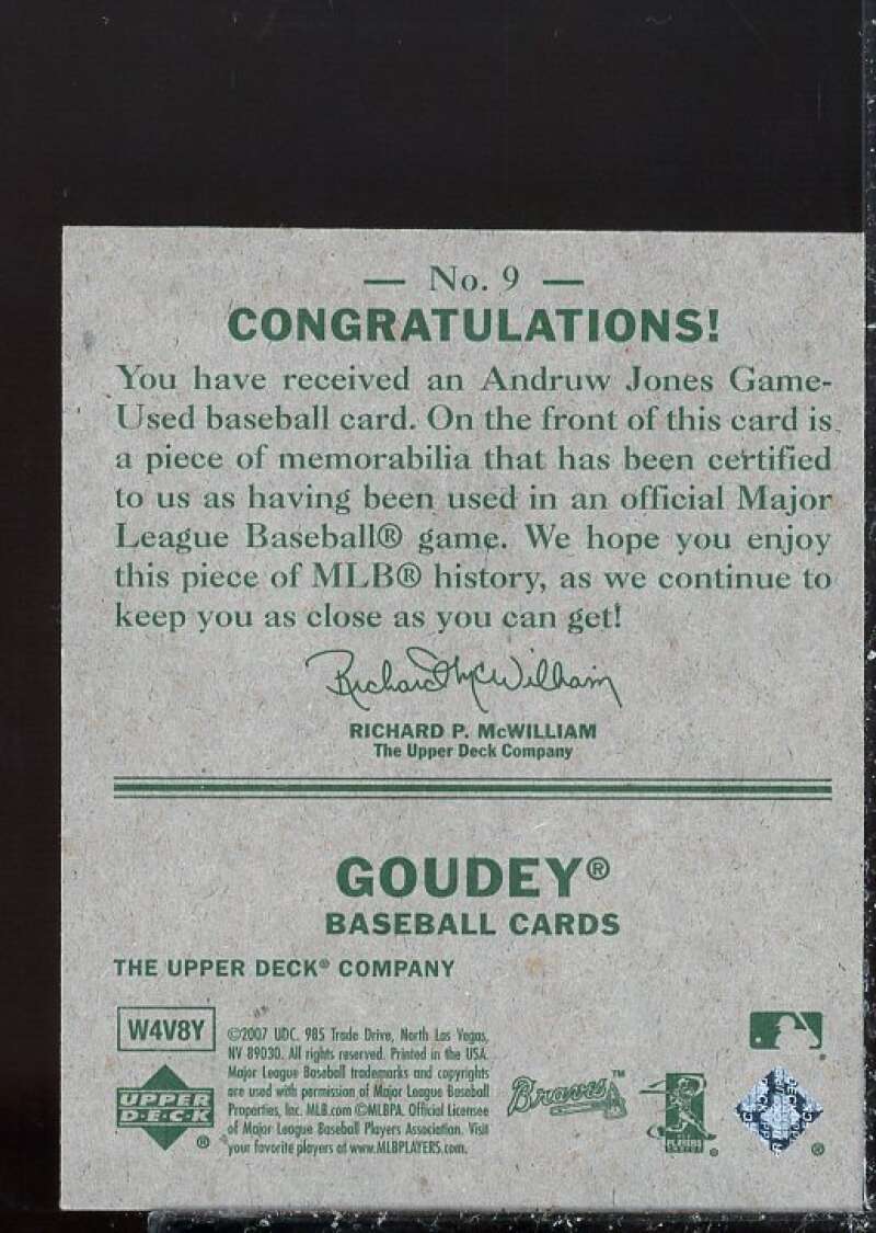 Andruw Jones Card 2007 Upper Deck Goudey Memorabilia #9  Image 2
