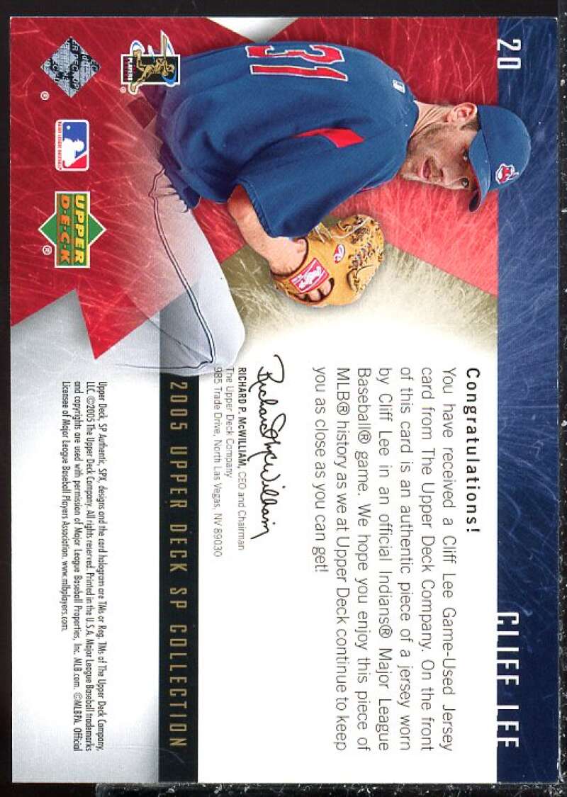 Cliff Lee Card 2005 SPx Jersey #20  Image 2