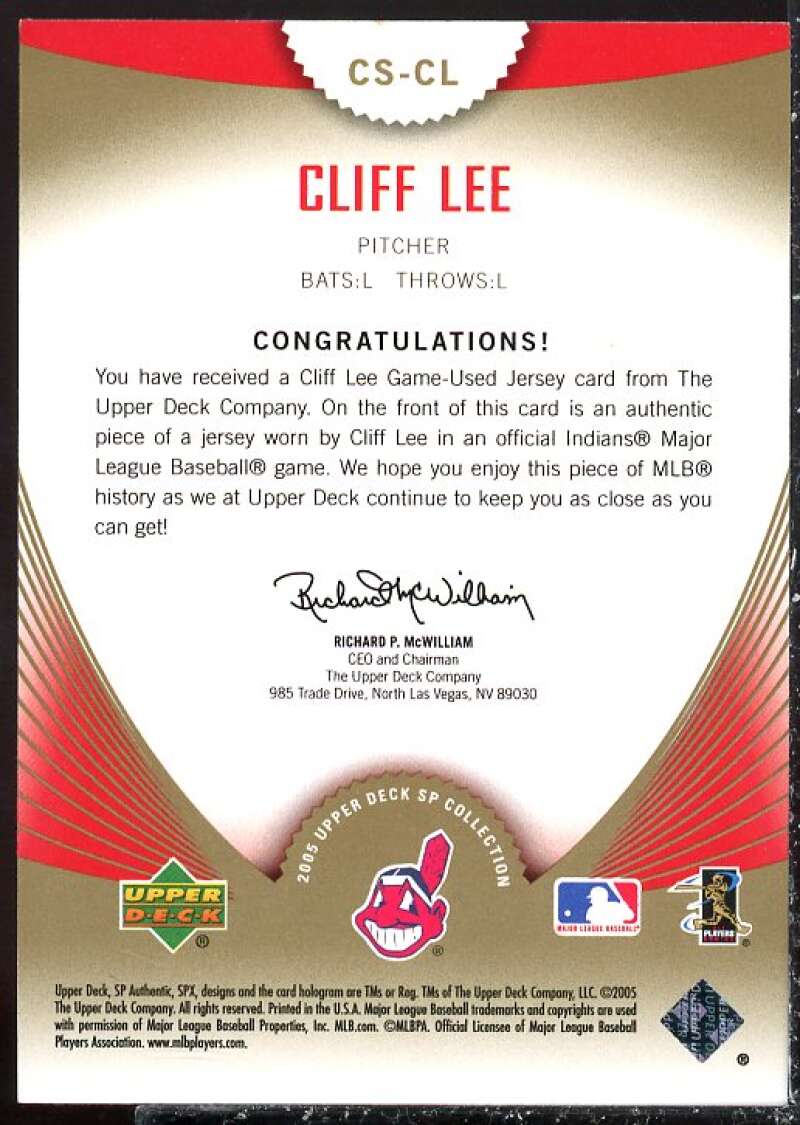 Cliff Lee Card 2005 SP Collection of Stars Jersey #CL  Image 2