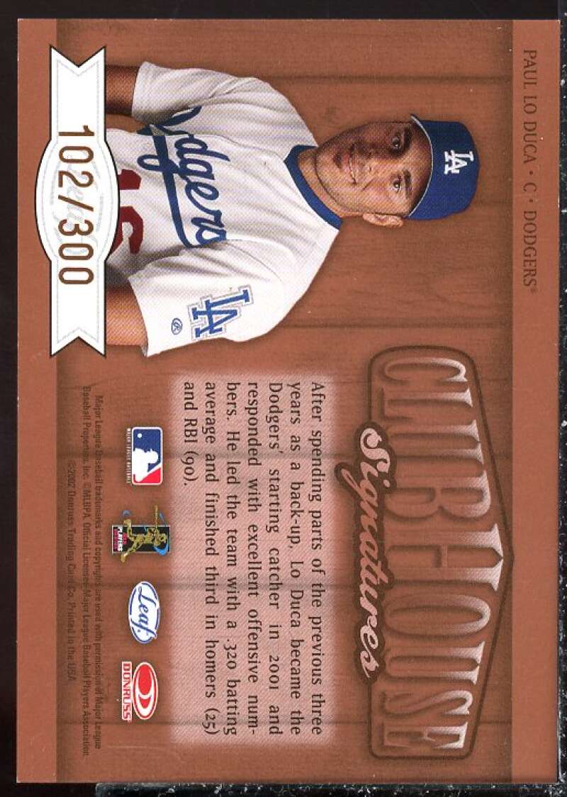 Paul Lo Duca AU Card 2002 Leaf Clubhouse Signatures #  Image 2