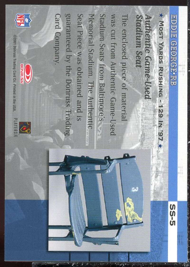 Eddie George Card 2001 Donruss Classics Stadium Stars #SS5  Image 2