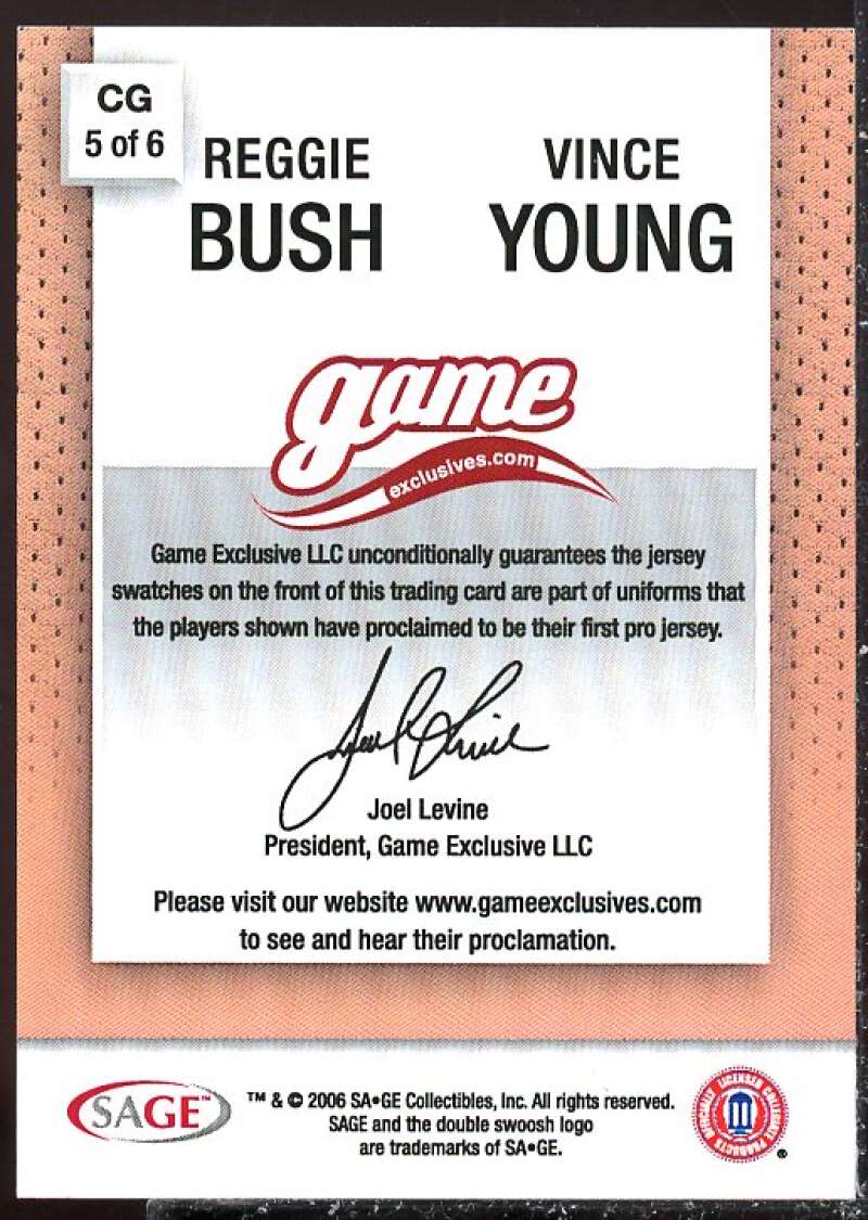Reggie Bush NFL/Vince Young 2006 SAGE Game Exclusive Jersey Combos Bronze #CG5  Image 2