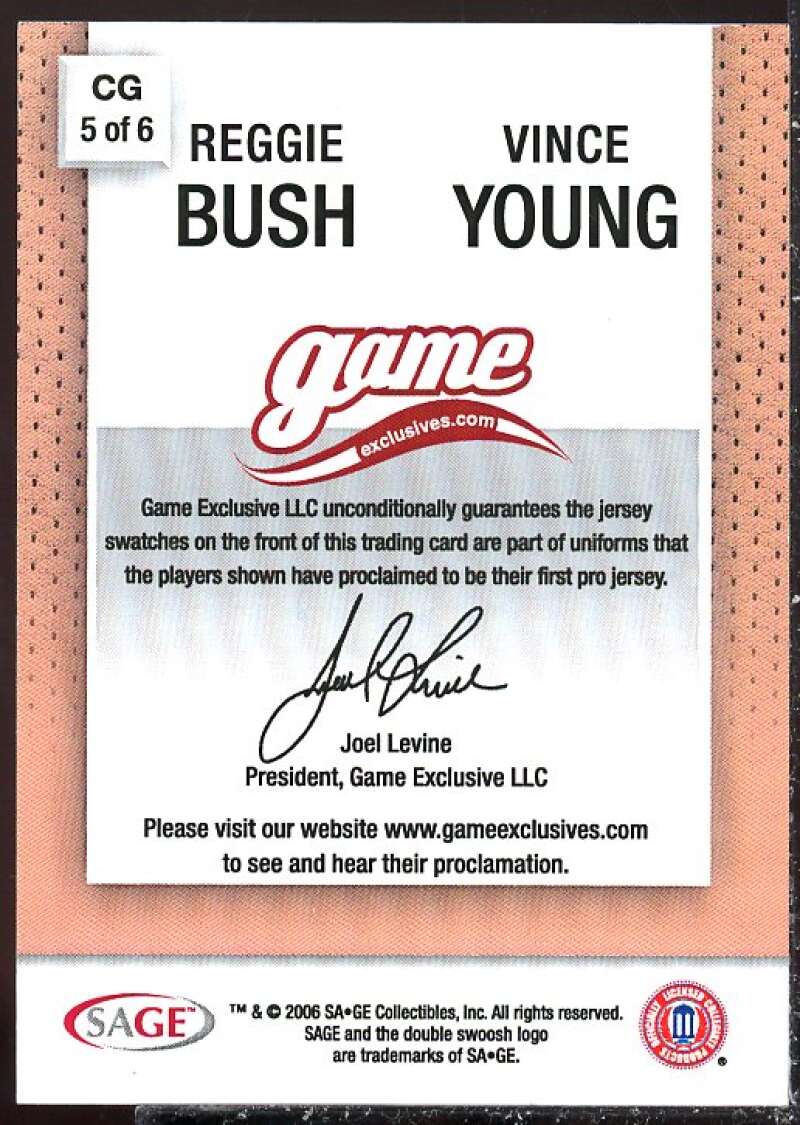 Reggie Bush NFL/Vince Young 2006 SAGE Game Exclusive Jersey Combos Bronze #CG5  Image 2
