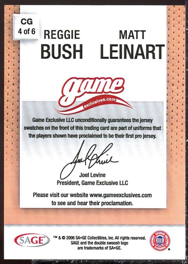 Reggie Bush NFL/Matt Leinart 2006 SAGE Game Exclusive Jersey Combos Bronze #CG4  Image 2