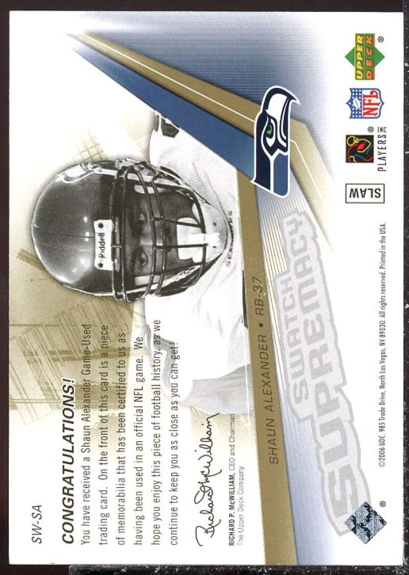 Shaun Alexander Card 2006 SPx Swatch Supremacy #SWSA  Image 2