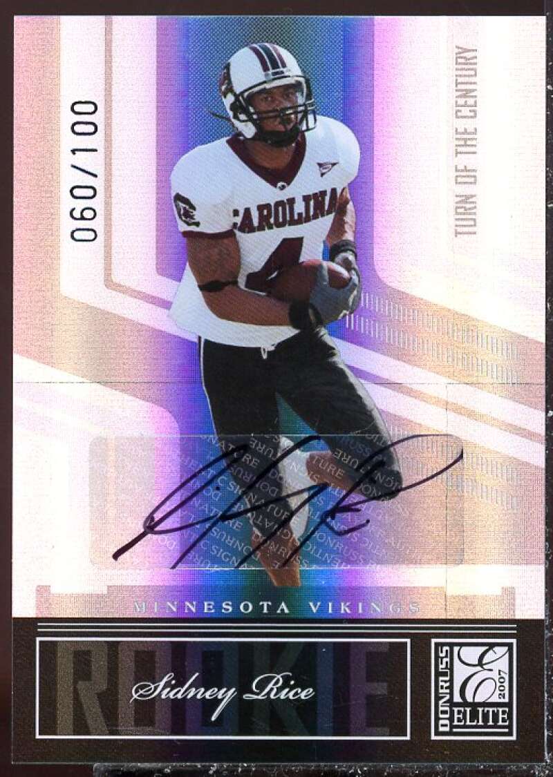 Sidney Rice Card 2007 Donruss Elite Turn of the Century Autographs #187  Image 1