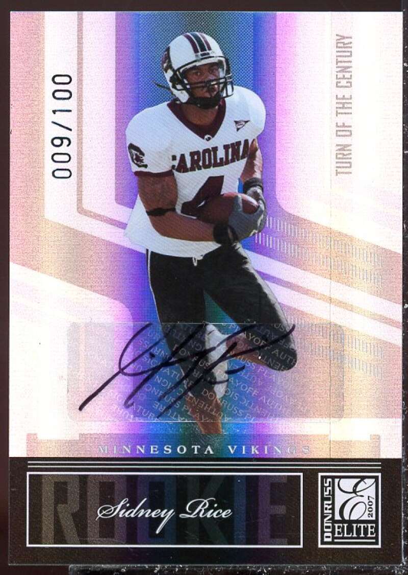 Sidney Rice Card 2007 Donruss Elite Turn of the Century Autographs #187  Image 1