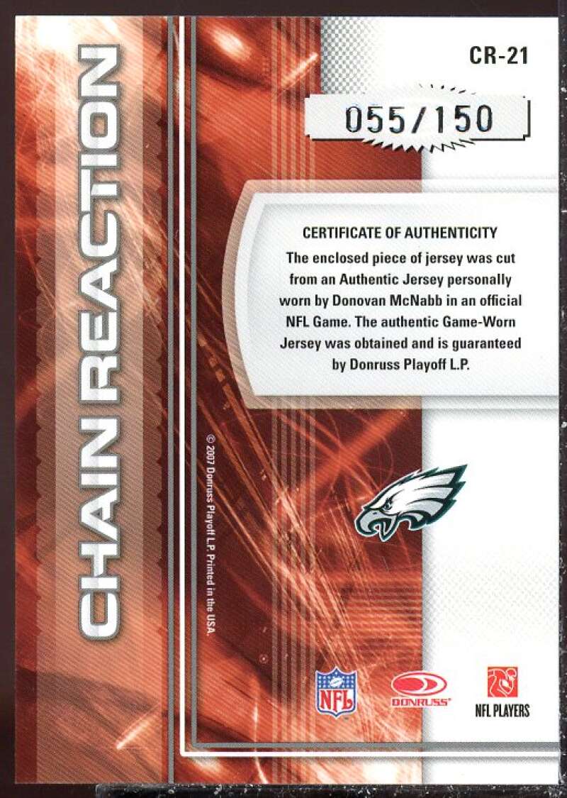 Donovan McNabb Card 2007 Donruss Elite Chain Reaction Jerseys #21  Image 2