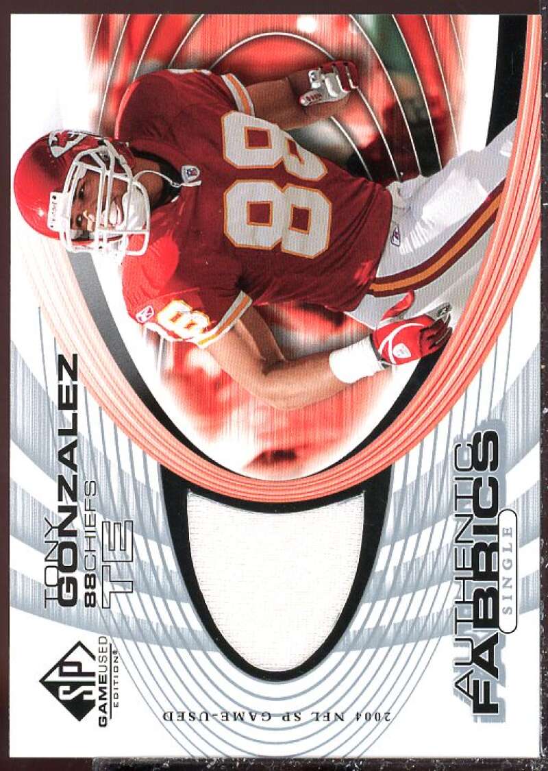 Tony Gonzalez Card 2004 SP Game Used Edition Authentic Fabric #AFTG  Image 1