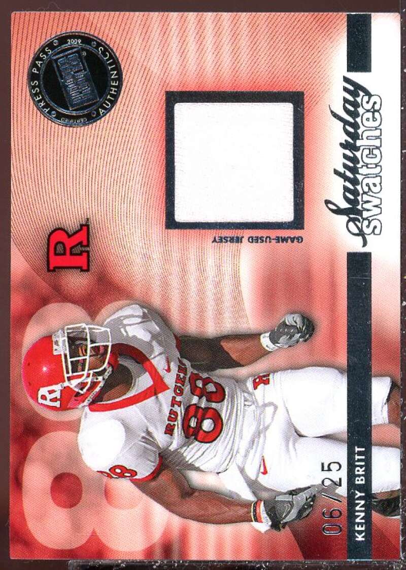 Kenny Britt Card 2009 Press Pass Legends Saturday Swatches Patches #SSWKB  Image 1