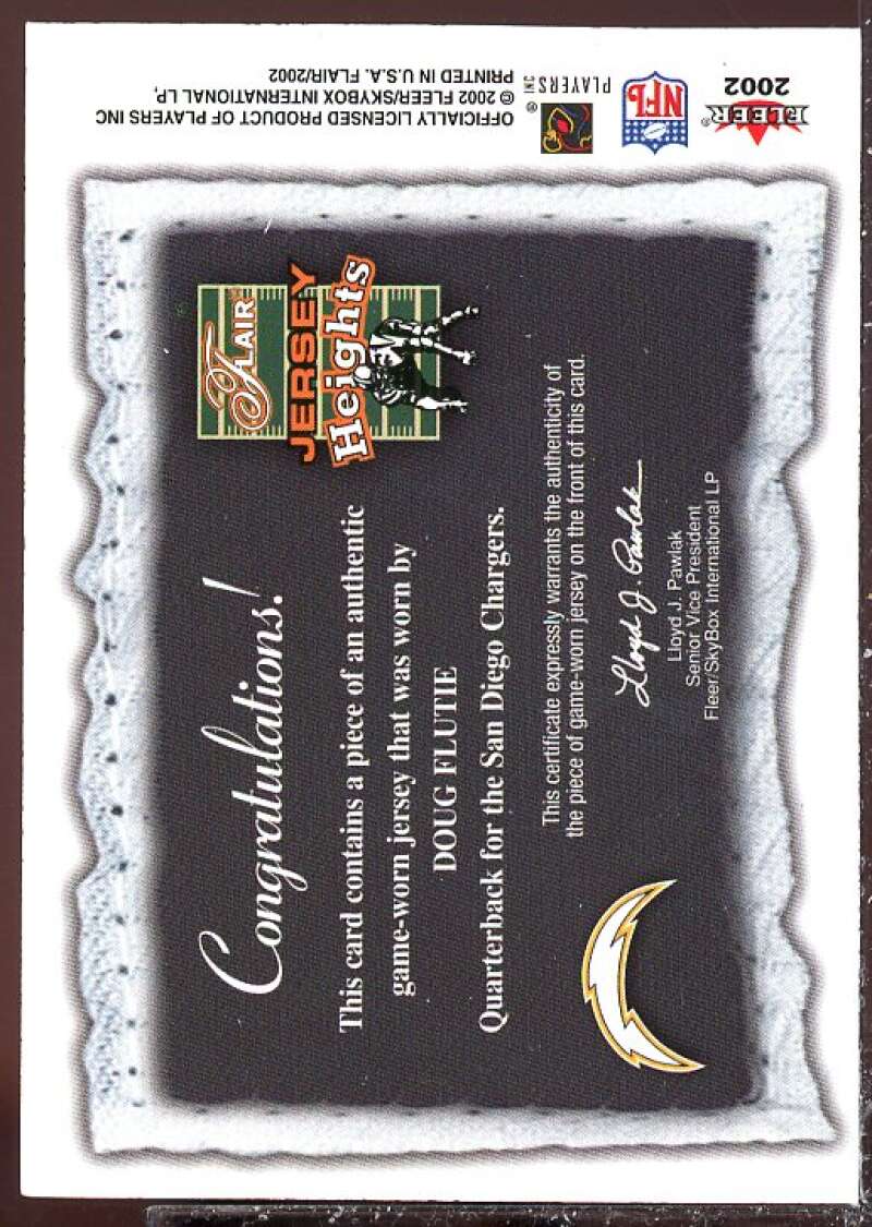 Doug Flutie Card 2002 Flair Jersey Heights Jerseys #4  Image 2