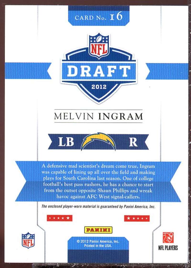 Melvin Ingram Card 2012 Prestige NFL Draft Materials Black Friday #16  Image 2