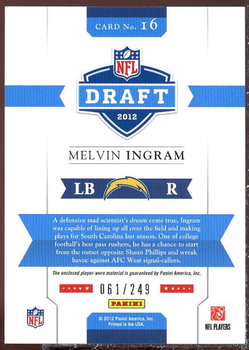 Melvin Ingram Card 2012 Prestige NFL Draft Materials #16  Image 2