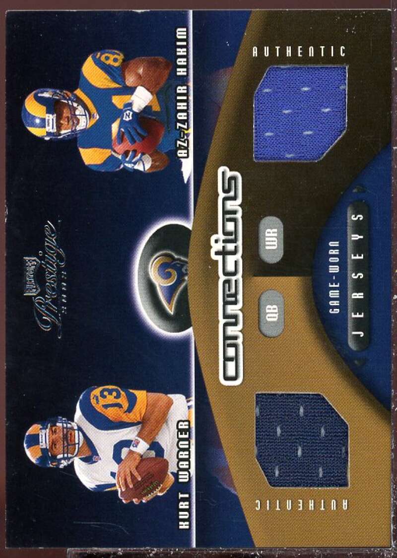 Kurt Warner/Az-Zahir Hakim Card 2002 Playoff Prestige Connections Jerseys #C18  Image 1