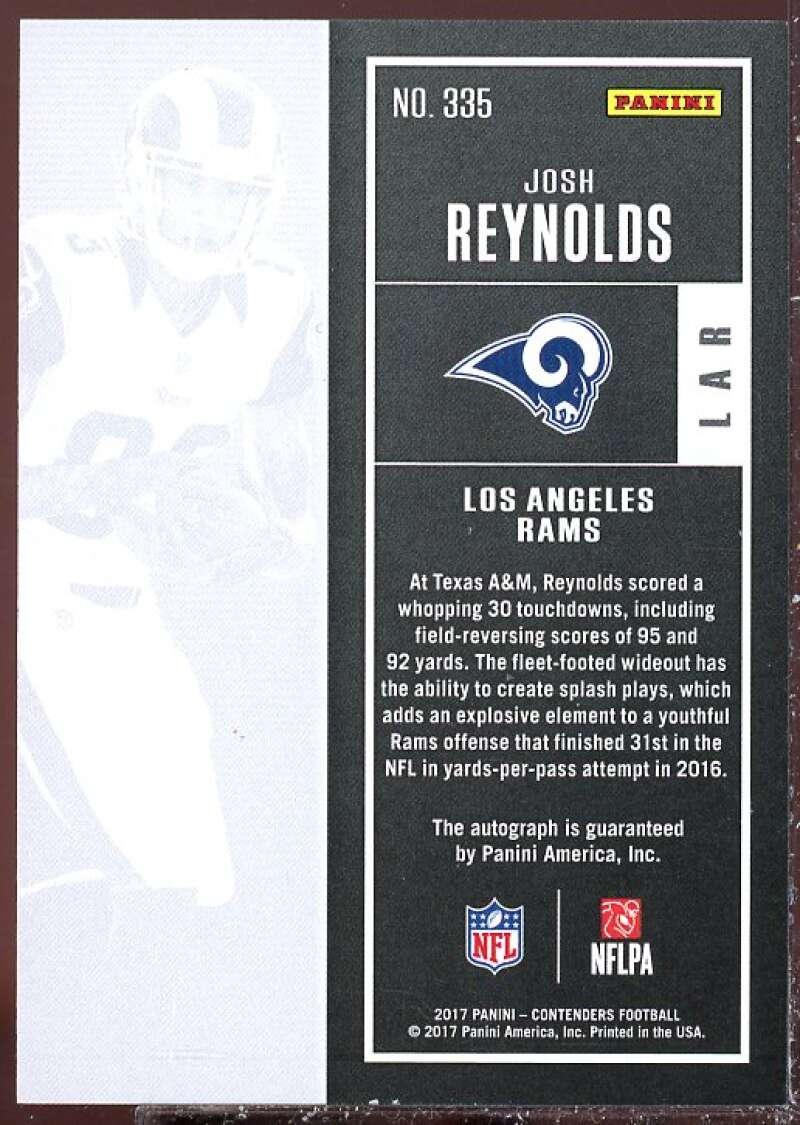 Josh Reynolds AU RC Card 2017 Panini Contenders #335  Image 2