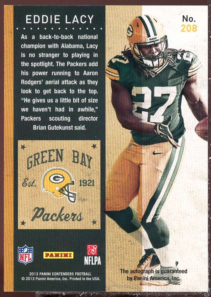 Eddie Lacy AU RC Card 2013 Panini Contenders #208A  Image 2