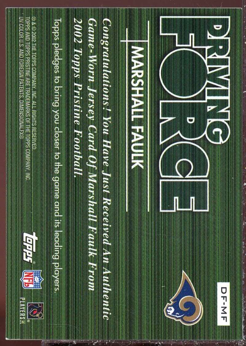 Marshall Faulk Card 2002 Topps Pristine Driving Force Jerseys #DFMF  Image 2