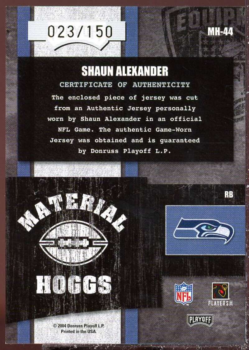 Shaun Alexander Card 2004 Playoff Hogg Heaven Material Hoggs Bronze #MH44  Image 2