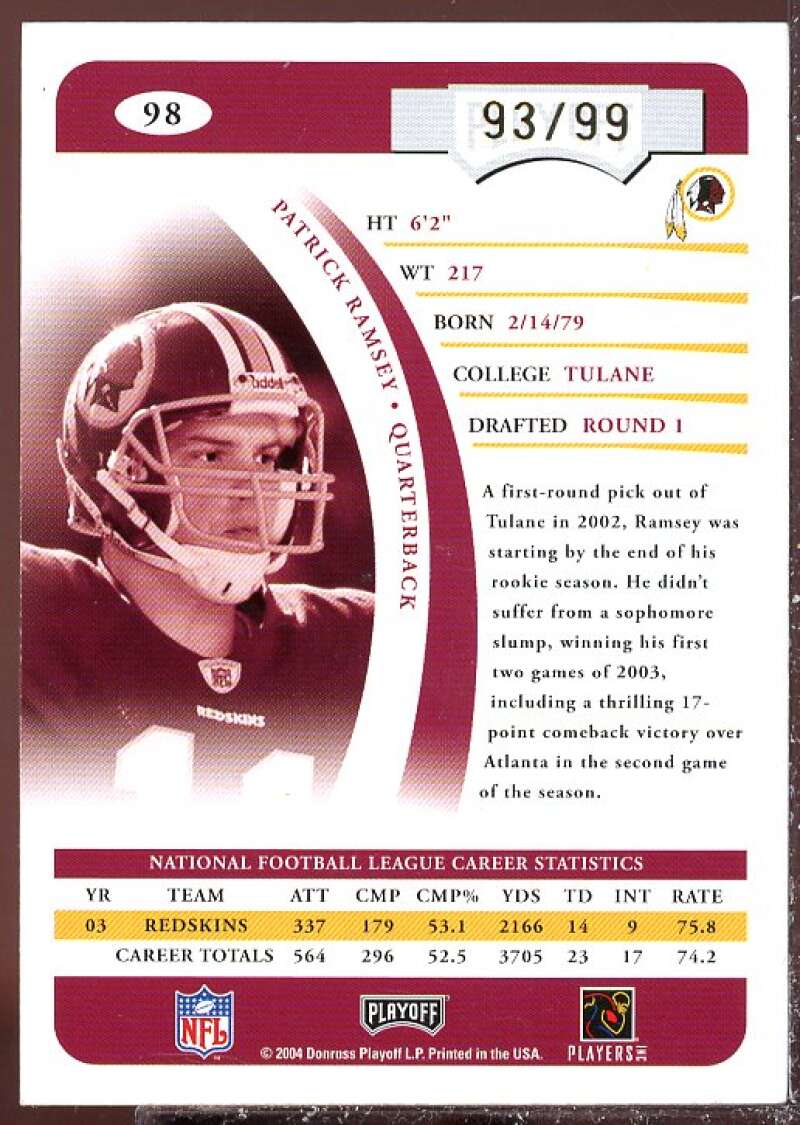 Patrick Ramsey Card 2004 Playoff Prime Signatures Signature Proofs Bronze #98  Image 2