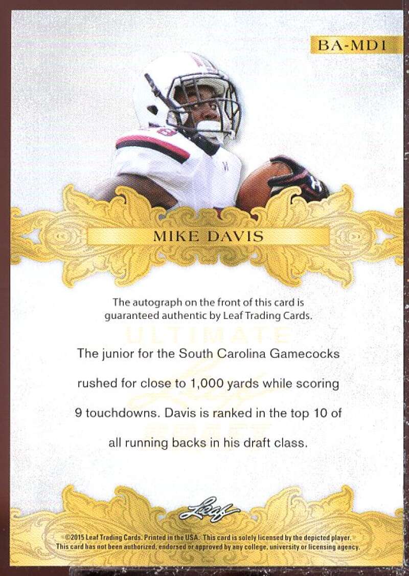 Mike Davis Card 2015 Leaf Ultimate Draft #BAMD1  Image 2