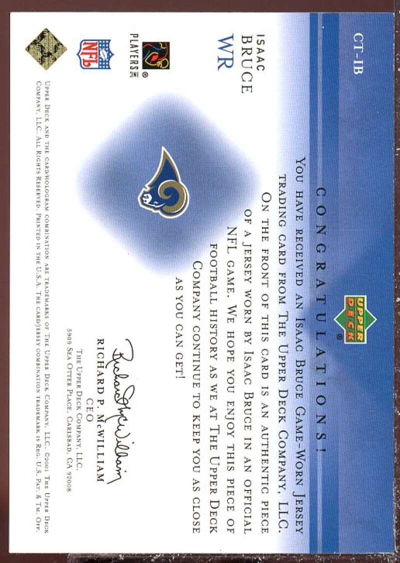 Isaac Bruce Card 2001 Upper Deck Championship Threads #CTIB  Image 2