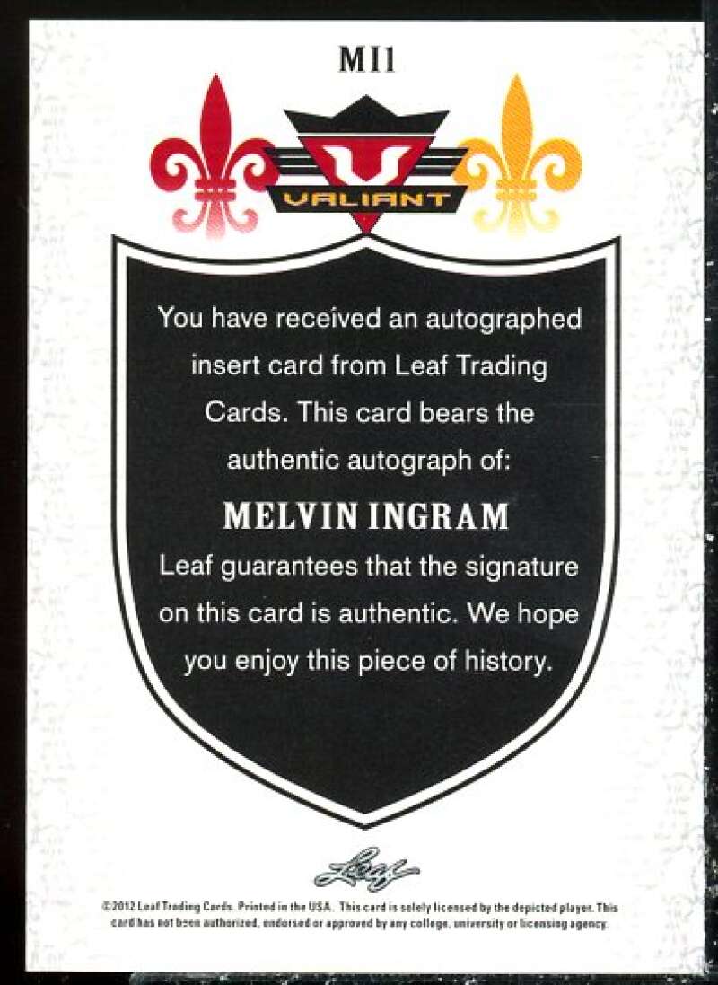 Melvin Ingram Card 2012 Leaf Valiant Draft #MI1  Image 2