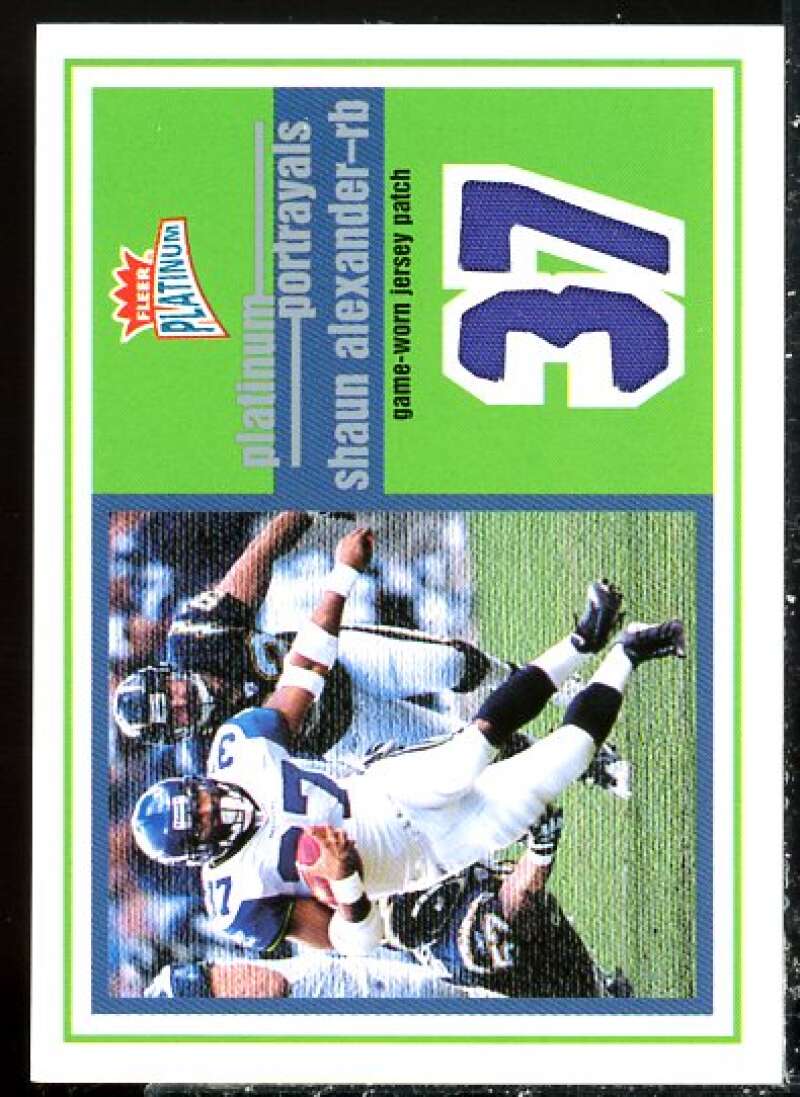 Shaun Alexander Card 2003 Fleer Platinum Portrayals Jersey Patches #PPPSA  Image 1