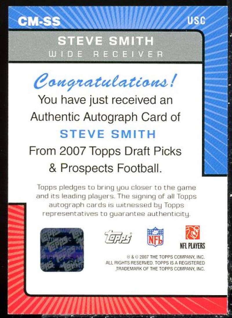 Steve Smith 2007 Topps Draft Picks and Prospects Class Marks Autographs #SS  Image 2